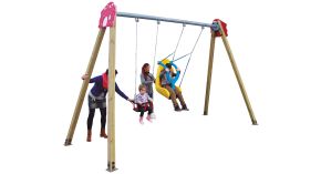Portique balançoires acier et bois - PMR