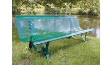 Banc public en métal perforé Le Duc – trous ronds - vert 6005
