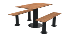 ENSEMBLE LOUISIANE ACIER / HPL PLEIN 4 PLACES